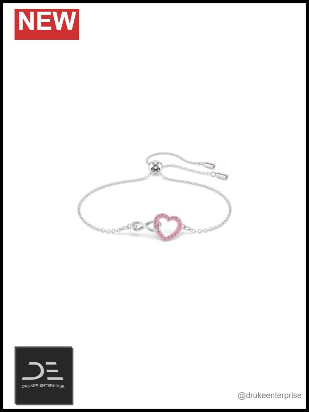 Swarovski Crystal Heart Infinity Bangle Bracelet